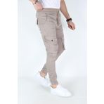 MYRAB DENİM Erkek Krem Kargo Cepli Paça Bel Lastikli Likralı Kargo Cep Pantolon