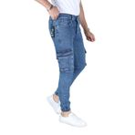 MYRAB DENİM- Erkek Mavi Kargo Cep Pantolon - Paçası Lastikli Mavi 36