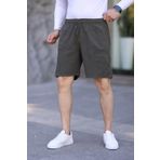 MYRAB DENİM Koyu Haki Keten Erkek Şort - Yazlık Baggy Model XL