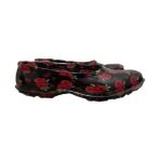 Myshoes Kadın Bahçe ve Deniz Için Çiçekli Lastik Ayakkabı - Siyah - Kırmızı
