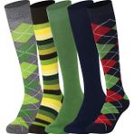 Mysocks Unisex Diz Yüksek Puantiyeli Çorap, 5 Çift Çoklu Tasarım 750, 8-11