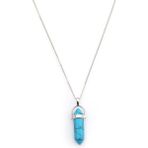 Mystic Energy Firuze Taşı Pandül Kesim Kadın Erkek (Unisex) Ister Kolye Ister Anahtarlık - Beyaz - Turkuaz - 50 cm