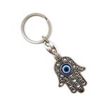 MYSTIC JEWELS – Türk Fatima Eli Hamsa Anahtarlık – Hamsa – Good Luck Charm – Good Luck Keychain – Hediye, Gümüş, 1,8" x 1,4"