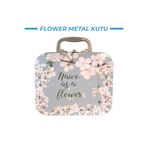 mystylee FL-44 Flower Metal Kutu | Kulplu Saklama Kutusu, Çiçek Desenli Metal Organizer 20,5x17x6,5 cm