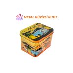 mystylee Get Lost Metal Müzikli Kutu | Kurmalı Retro Seyahat Temalı Dekoratif Hediye Kutusu 10,5x8,5x9 cm