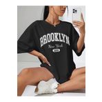 Mythologie Brooklyn 1898 T-Shirt - Siyah Baskılı Oversize Bisiklet Yaka Kısa Kol