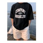 Mythologie Company Brooklyn T-Shirt - Siyah Baskılı Oversize Bisiklet Yaka Kısa Kol