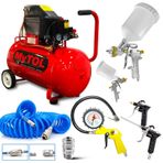 Mytol 50 Litre Hava Kompresörü 2hp 8bar 15mt Spiral Hortum Havatabancası- Jakları Full- Fırsat Paket