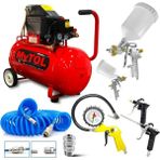 Mytol 50 Litre Hava Kompresörü 2hp 8bar 15mt Spiral Hortum Havatabancası- Jakları Full- Fırsat Paket
