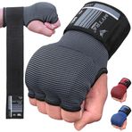 Mytra Fusion Jel Dolgulu Boks Eldivenleri El Sargıları 80 cm Uzunluğunda Elastik Bilek Kayışları Erkekler ve Kadınlar için MMA, Muay Thai, Kickboks, Yumruk ve Dövüş Sanatları için (Black/Grey, L/XL)
