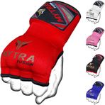 Mytra Hybrid Ağırlık Kaldırma Spor Salonu Fitness Eğitim İç Eldivenleri Boks MMA Muay Thai Spor Salonu Eğitim el bandajları Jel iç eldivenler parmaksız eldivenler el bandajları. (Red, S/M)