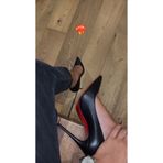 MYVOLANTE Siyah Kadın Tabanı Kırmızı Stiletto Model Klasik Topuklu Ayakkabı