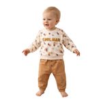 MYZİ STORE Bebek Alt Üst Takım%100 Pamuk Rahat Kalıp Cool Man Baskılı Günlük Kıyafet Seti Kahverengi 12-18 AY