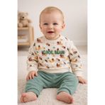 MYZİ STORE Bebek Alt Üst Takım%100 Pamuk Rahat Kalıp Cool Man Baskılı Günlük Kıyafet Seti Yeşil 24
