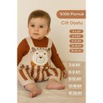MYZİ STORE Bebek Erkek 2'li Tulum Takımı - Üst Giyim ve Ayı Nakışlı Salopet Tarçın Bej 18-24 AY