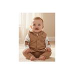 MYZİ STORE Bebek Erkek 3’lü Takım%100 Pamuk Ayı Nakışlı Rahat Kalıp Günlük Set Kahverengi 6
