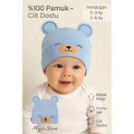 MYZİ STORE Bebek Şapkası –%100 Pamuk, Kulaklı Desenli & Aksesuar Modelli – 0-3 Ay Mavi 0-3 AY