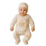 MYZİ STORE Bebek Yenidoğan Hastane Çıkışı%100 Pamuk Organik Kahverengi 0-3 AY