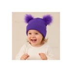MYZİ STORE Çocuk Bebek Çift Ponponlu Kışlık Triko Bere – Kız Erkek Çocuk Şapka (1-5 Yaş) Mor 1-6 Yaş