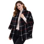 MYZİ STORE Ekose Desenli Kadın Şal – Kışlık, Yumuşak Dokulu, Püskül Detaylı Şık Tasarım Haki 65 x 175