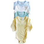 MYZİ STORE Erkek Bebek 4 Adet%100 Pamuk Uzun Kollu Çıtçıtlı Body Badi Zıbın Mavi_Beyaz_Yeşi_Sarı 6-9 AY