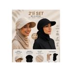 MYZİ STORE Kadın Yazlık Tesettür Vizörlü Bağlamalı Siperli 2'li Set Şapka Şık Rahat Model
