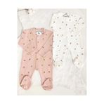 MYZİ STORE Kız Bebek Çiçek Desenli 2'li Tulum Takımı 2 Parça Kıyafet Seti (%100 PAMUK) Bej 6-9
