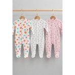 MYZİ STORE Kız Bebek Çiçek Desenli 3’lü 2 si Patikli 1 Patiksiz Tulum Seti Rib%100 Pamuk Uzun Kollu Pembe-Ekru-Beyaz 3