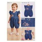 MYZİ STORE Kız Bebek Kot Tulum Nakışlı Fırfır Kollu Yazlık Şık Rahat Pamuklu Çıtçıtlı Tulum