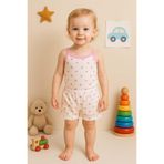MYZİ STORE Kız Bebek Yenidoğan Çocuk%100 Organik Pamuk Şortlu Askılı 2 li Takım Pembe 9-12 Ay