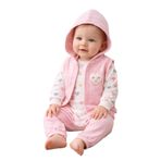 MYZİ STORE Kız Bebek%100 Pamuk 3'lü Takım Tavşan ve Çiçek Desenli BEDEN: 03-36 - 69-912 AY Mor 6-12 Ay