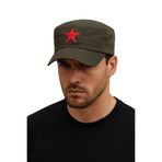 MYZİ STORE Koton Castro Şapka Nefes Alabilen Kumaş Streetwear Castro Kırmızı Yıldız Detayıyla Yeşil 56-59