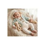 MYZİ STORE Mint Ayıcıklı%100 Pamuk 3’lü Bebek Takımı – Kapüşonlu Hırka, Body ve Patik Pantolon (0-3(Mint Yeşili 1