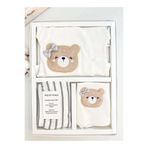 MYZİ STORE Yeni Sezon Kutulu Ayıcıklı 5li Hastane Çıkış Seti Kız Bebek Yenidoğan Kıyafeti Gri Yeni Doğan
