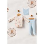 MYZİ STORE Yenidoğan 0-3 ay 3 lü bebek takımı kıyafeti Bebe Mavi 0-3 AY