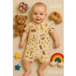 MYZİ STORE Yenidoğan Bebek %100 Pamuk Hayvan Desenli Yazlık Tulum