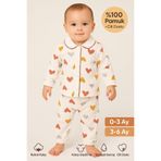 MYZİ STORE Yenidoğan Bebek Çocuk Pijama Takımı Ekru STGKALP 3-6 AY