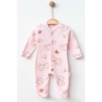 MYZİ STORE Yenidoğan Bebek Kıyafeti TEK Parça Organik Pamuklu Ayıcık Desenli Tulum PEMBE Yeni Doğan