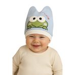 MYZİ STORE Yenidoğan Bebek Şapkası –%100 Pamuk, Desenli & Aksesuar Modelli – 0-5 Ay Bebe Mavi Kurbağa 0-6 Ay