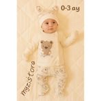 MYZİ STORE Yenidoğan Hastane Çıkışı 3 lü set Organik%100 Pamuk Bebek Kıyafeti Yeşil 0-3 AY