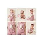 MYZİ STORE%100 Pamuk Kız Bebek Salopet Tulum 2 li Set – Tavşan Cepli, Uzun Kollu Body (0-12 Months) Bej 3