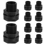 Mzcvriru PVC 3/4 İnç Fişli Bölme Bağlantısı, 3/4 İnç Erkek GHT x 1/2 İnç Dişi NPT, (Bahçe Hortumu Dişi), Yağmur Fıçıları Su Deposu Göleti Akvaryum Küvetleri Havuzlar Tıkaç (10'lu Paket)
