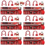 MZHOU 6'lı Paket PCI-E Yükseltici 1X - 16X Yükseltici Kart - VER013 Pro PCIe Yükseltici Adaptör Kartı Ethereum ETH Bitcoin Madencilik Cihazları - GPU Yükseltici Kartı Dijital Kripto Para Madencilik Makinası (VER013 Pro Kırmızı 6 Paket)