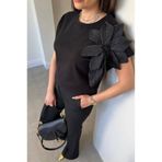 Mzr Collection KADIN ÇİÇEK AKSESUARLI REGULAR KALIP T-SHIRTH