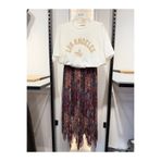 Mzr Collection KADIN DESENLİ BORDO KAHVE GEÇİŞLİ ASİMETRİK ASTARLI ŞIFON ETEK