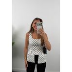 Mzr Collection KADIN PUANTİYELİ KARE YAKA VOLANLI PEPLUM BLUZ