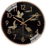 Mzshne Lüks Analog Duvar Saati Sigara Ticking Yuvarlak Saat Vinç/Kedi/Balık Desenli Sınıf Okul Oturma Odası için