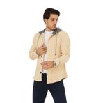 n naglita (118) Erkek Kapüşonlu Jakarlı Kumaş Gömlek (Sarı, 2XL)