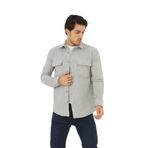 n naglita Erkek Kışlık Kalın Kaşe Kumaş Uzun Kollu Gömlek (Gri, 2XL)