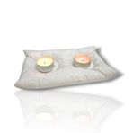 N NOXXO El Yapımı Beton Tealight Mumluk, 12.5 x 20 cm, 2'li Set, Beyaz, Modern Dekoratif Tasarım